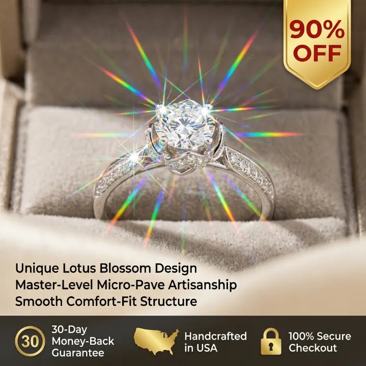 Exquisite Handcrafted Lotus VVS Moissanite Ring in 18K Gold Vermeil