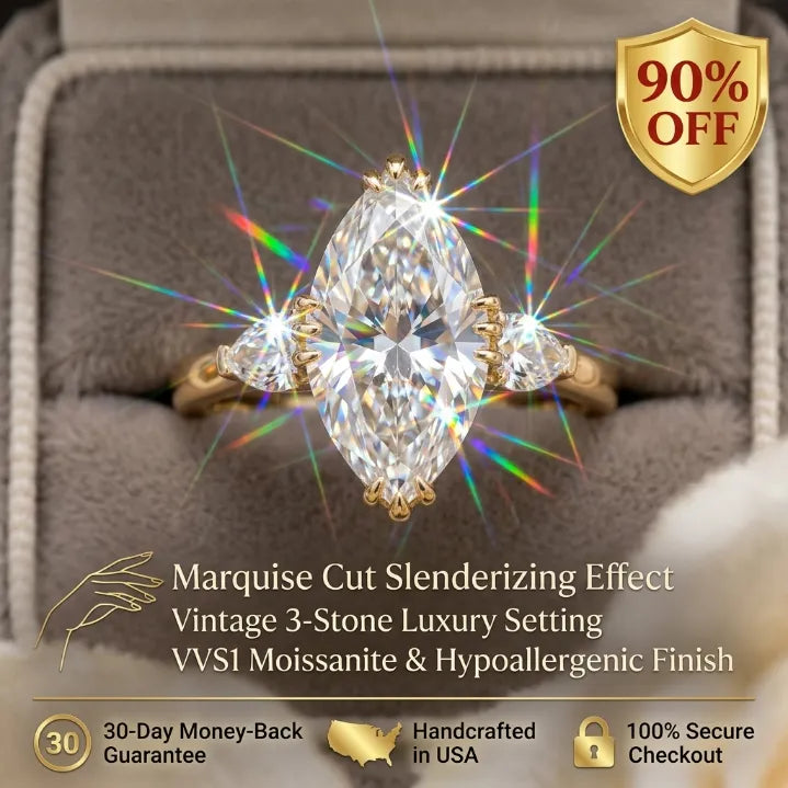 Vintage Marquise Moissanite Ring | Slenderizing  Luxury for Women