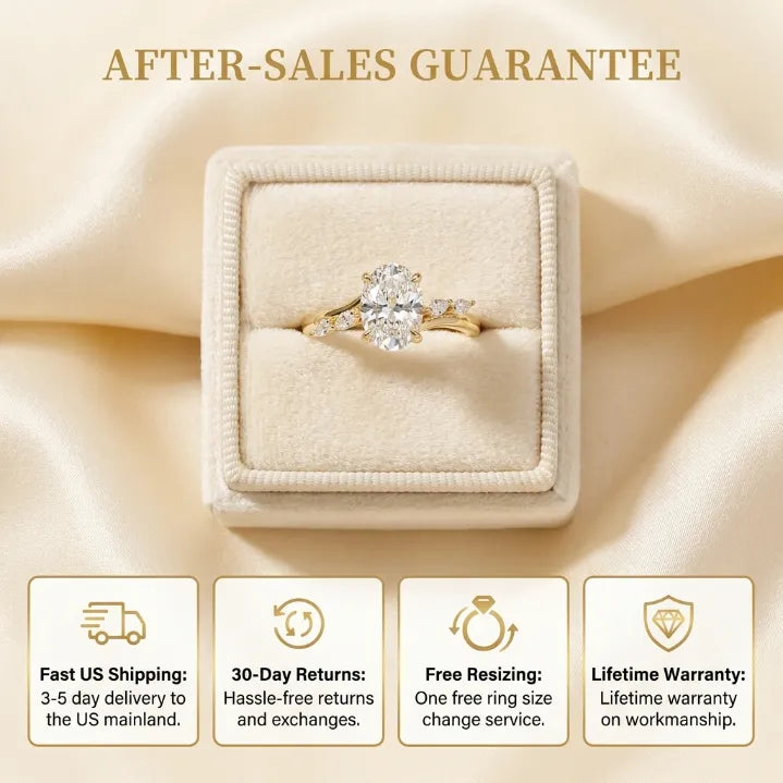 2.5 CT Oval Cut Moissanite Engagement Ring — Flora Twist Band, 14K Gold Finish (Everyday Luxury)