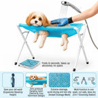 Foldable Pet Grooming & Bathing Stand – Portable Anti-Sway Bath Hammock Station with Harness for Cats & Small Dogs