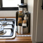 Heavy-Duty Stainless Steel Kitchen Utensil Holder & Pot Lid Rest Stand – 5-in-1 Countertop Spoon Rack & Cutting Board Organizer