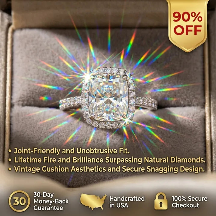 Timeless Cushion Cut Moissanite Ring – Comfort-Fit Vintage Engagement & Anniversary Band for Women