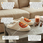 Spooky Cozy Plush Pumpkin House Slippers - Soft Fleece Non-Slip Halloween Footwear