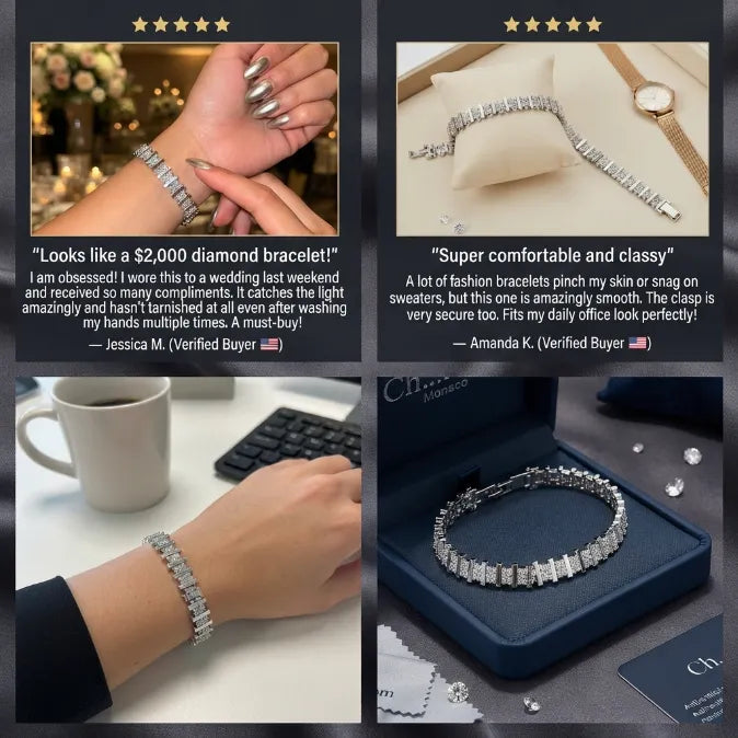 🔥 LAST DAY — 90% OFF 🔥D-Color Moissanite Tennis Bracelet – Brilliant Diamond-Like Sparkle, 14K Gold Plated & Hypoallergenic