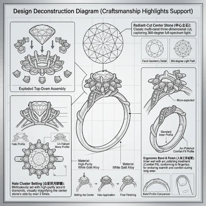 The Eternal Crown Halo Ring – Hand-Set Artisan Solitaire