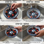 Vortex Self-Rinsing Ceramic Berry Bowl | 2-in-1 Fruit Washer & Serving Strainer