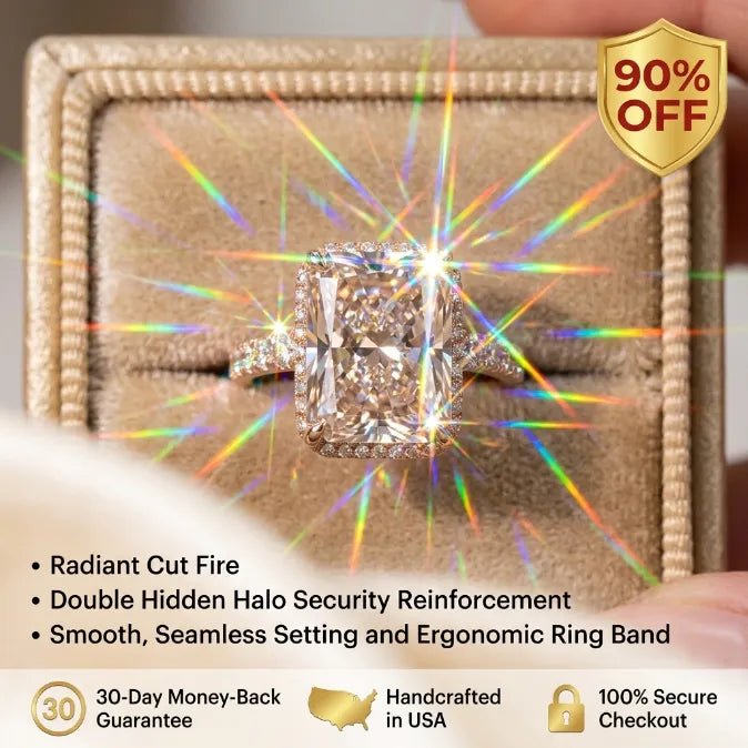 🔥 LAST DAY — 90% OFF 🔥Radiant Hidden Halo Solitaire Engagement Ring | Radiant Cut Luxury Diamond Ring in 14K Gold