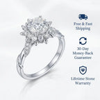 Handcrafted Vine Halo Moissanite Ring – 2.65 Refractive Index Sparkle, Hypoallergenic Comfort Fit