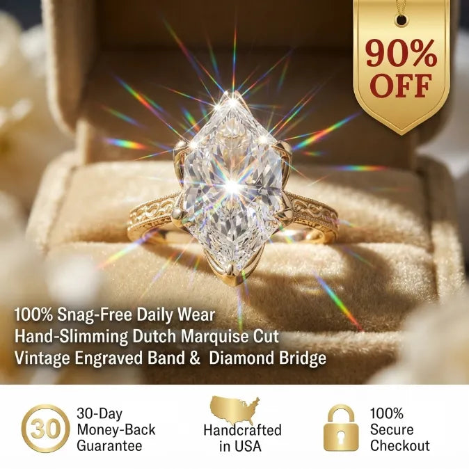 The Sunflower Marquise Ring: Vintage Hand-Engraved Elegance That Never Snags-Last Day Sale-90% OFF🔥