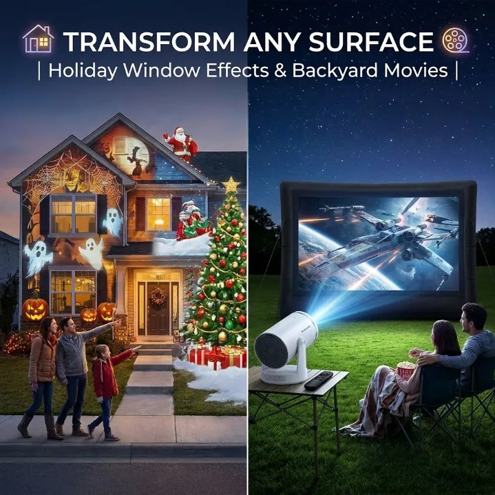 Halloween Edition Smart 1080P Mini Projector | 220° Rotatable Auto-Focus Outdoor & Window Movie Theater for Bedroom, Camping & Parties