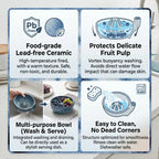 Vortex Self-Rinsing Ceramic Berry Bowl | 2-in-1 Fruit Washer & Serving Strainer
