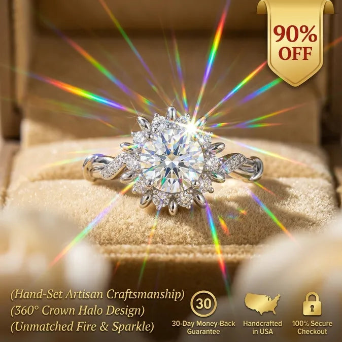 The Eternal Crown Halo Ring – Hand-Set Artisan Solitaire