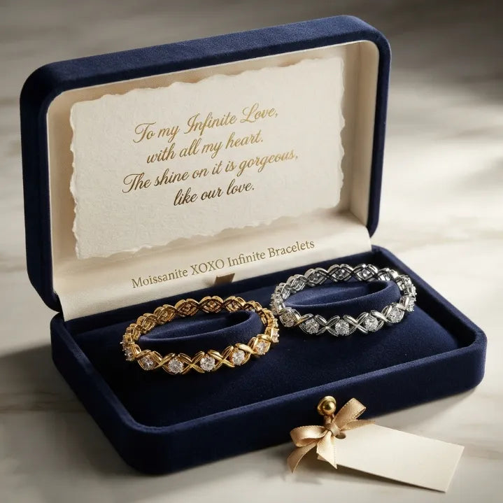 Moissanite XOXO Infinite Bracelet | D-Color VVS1 Tennis Bracelet with Secure Dual-Buckle