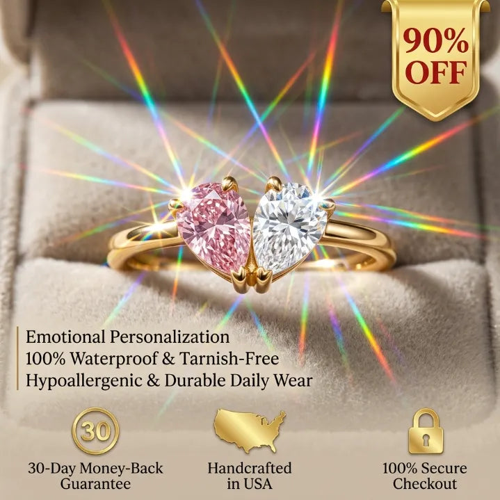 Veria Ring - 18K Gold Two-Birthstone Heart Ring