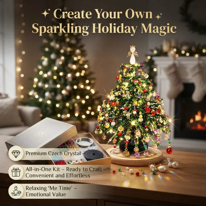 DIY Beaded Christmas Tree Light Kit – Create Your Own Sparkling Holiday Decoration and Cozy Desktop Keepsake