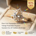 The Royal Champagne Pear-Cut Statement Ring | Double Halo Cocktail Ring