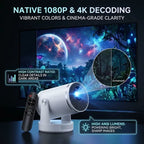 Halloween Edition Smart 1080P Mini Projector | 220° Rotatable Auto-Focus Outdoor & Window Movie Theater for Bedroom, Camping & Parties