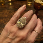 The Royal Champagne Pear-Cut Statement Ring | Double Halo Cocktail Ring