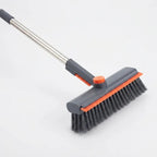 3-in-1 Long Handle Scrub Brush with Squeegee - Ergonomic L-Shaped Floor & Tile Scrubber for Bathroom, Shower, Grout & Baseboards (No Bending Required)