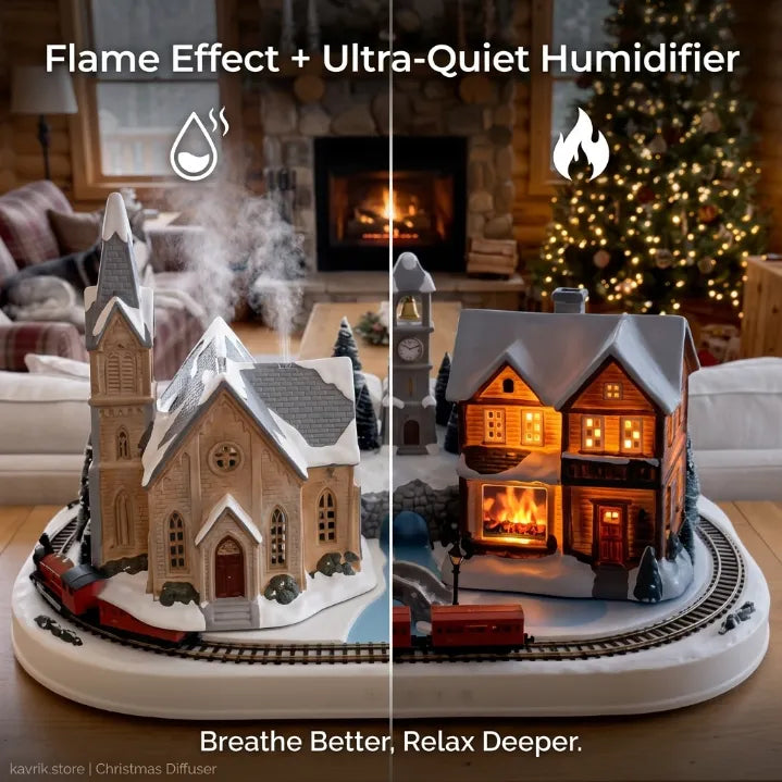 Volcano Flame Essential Oil Diffuser & Cool Mist Humidifier | Warm Ambient Flame Light