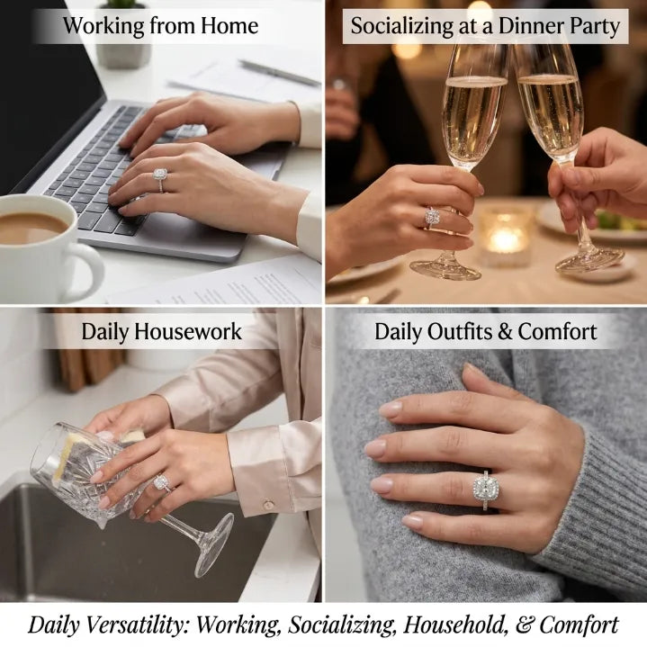 Timeless Cushion Cut Moissanite Ring – Comfort-Fit Vintage Engagement & Anniversary Band for Women