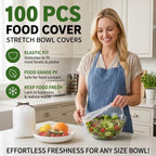 1-Second Stretch Food Covers – 100 Pack | BPA-Free Quick-Seal Covers for Bowls, Plates & Leftovers – Last Day 50% OFF 🔥