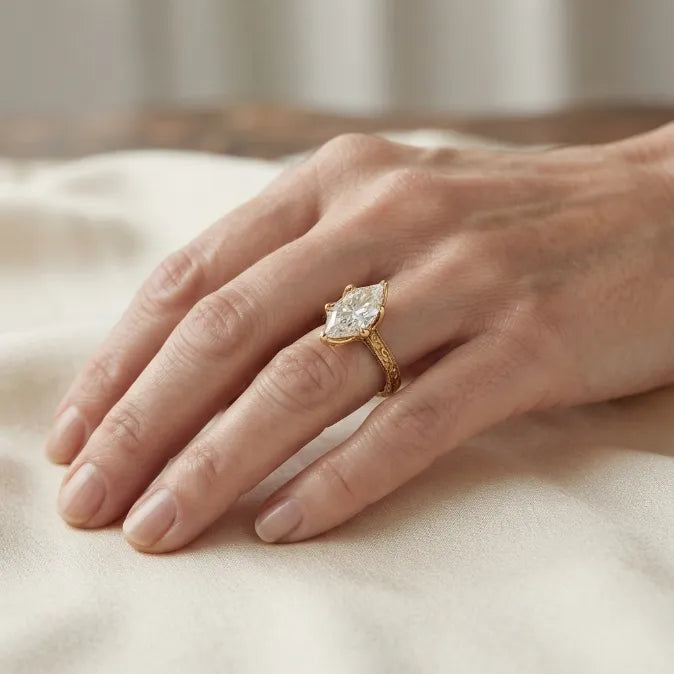 The Sunflower Marquise Ring: Vintage Hand-Engraved Elegance That Never Snags-Last Day Sale-90% OFF🔥