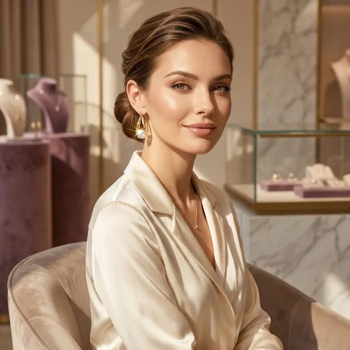 Luxury Gift-Ready Brilliant-Cut Stone Hoop Earrings | Premium Hypoallergenic Lightweight Design for Women-Last Day Sale-90% OFF🔥