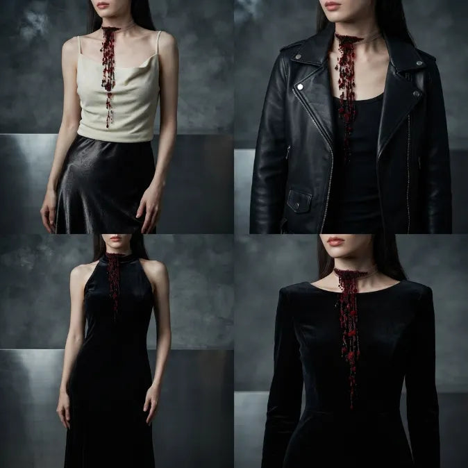 Gothic Blood Drip Crystal Choker – Instant Vampire Illusion Choker (No-Mess & Skin-Friendly)-Last Day Sale-90% OFF🔥