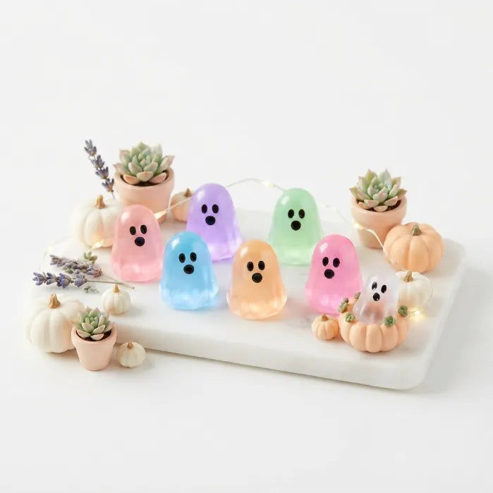 20-Piece Set of Glow-in-the-Dark Mini Ghost Figurines | Cute Halloween Desktop and Home Decor