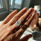 Oversized Marquise Cut Statement Ring | Dazzling Pave Diamond Band
