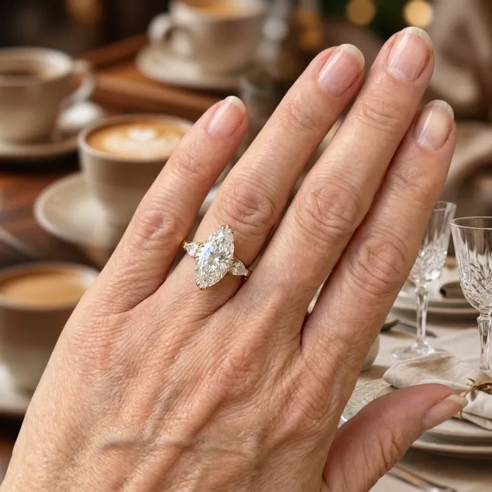 Vintage Marquise Moissanite Ring | Slenderizing  Luxury for Women