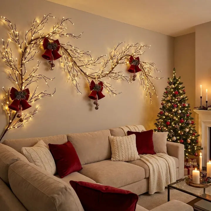Lighted Willow Vine Wall Garland – Flexible 144 LED Tree Branch Lights with Remote & Timer for Cozy Room & Holiday Decor