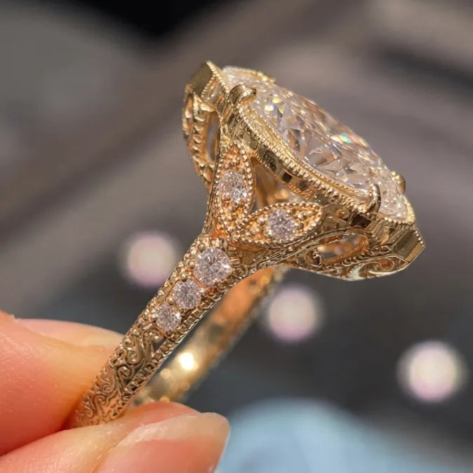🔥 LAST DAY — 90% OFF 🔥 Vintage 2.57ct Marquise Step Cut Heirloom Engagement Ring in 18K Gold