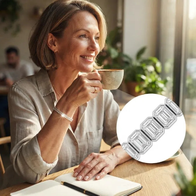 🔥 LAST DAY — 90% OFF 🔥Emerald-Cut Bezel Tennis Bracelet | 14K Gold Plated, Waterproof & Tarnish-Free Everyday Luxury