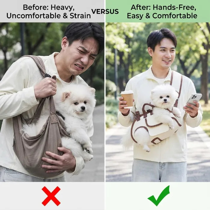 Hands-Free Dog Shoulder Harness Carrier – 2-in-1 Breathable Mesh Front Bag & Vest with Adjustable Strap for Small Dogs & Puppies-Last Day Sale-90% OFF🔥