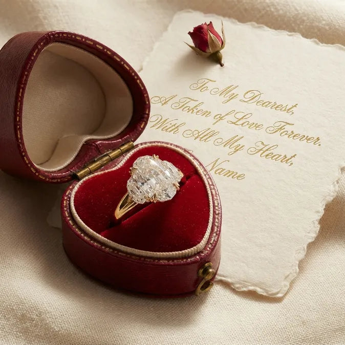 🔥 LAST DAY — 90% OFF 🔥 Quiet Luxury Vintage Three-Stone Moissanite Ring Set with Luxury Heart Gift Box