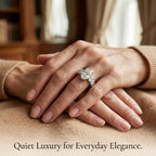 Timeless Oval Moissanite Upgrade Ring with Hidden Halo & Eternity Band