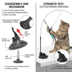 Interactive Suction Cup Flying Bird Cat Toy – 10-in-1 Hands-Free Feather Wand for Indoor Cats