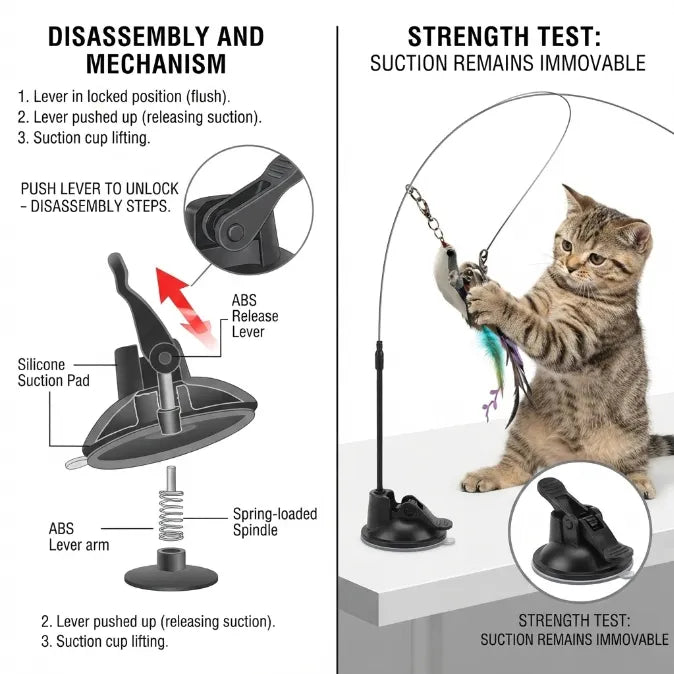 Interactive Suction Cup Flying Bird Cat Toy – 10-in-1 Hands-Free Feather Wand for Indoor Cats
