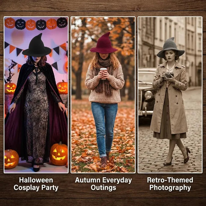 Modern Wide-Brim Witch Hat | Breathable, Shape-Regulating & All-Day Comfortable Costume & Fashion Accessory