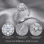 Handcrafted Vine Halo Moissanite Ring – 2.65 Refractive Index Sparkle, Hypoallergenic Comfort Fit