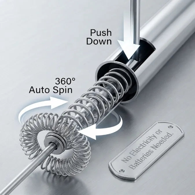 The Effortless Semi-Automatic Whisk™ | 360° Rotating Hand Push Blender & Frother for Baking, Coffee & Eggs