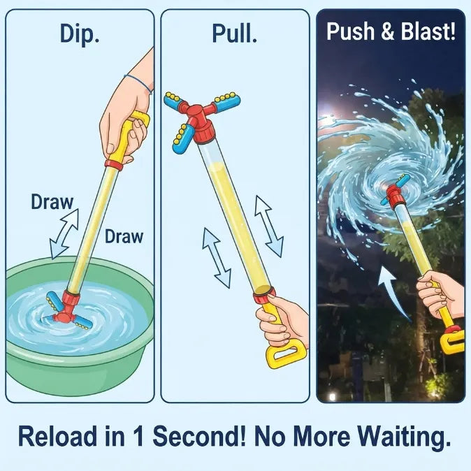 360° Tornado Splash Water Blaster - Capacity Quick-Reload Water Cannon for Summer Pool & Beach Battles