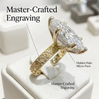 The Empress Marquise-Vintage Hand-Engraved Ring with Hidden Halo