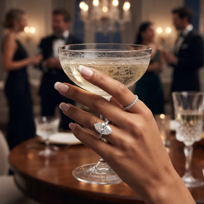 Oversized Marquise Cut Statement Ring | Dazzling Pave Diamond Band