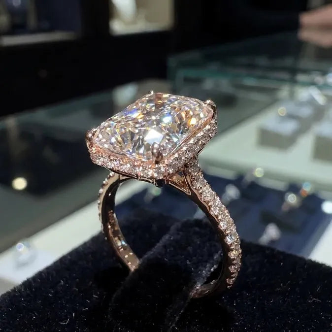 🔥 LAST DAY — 90% OFF 🔥Radiant Hidden Halo Solitaire Engagement Ring | Radiant Cut Luxury Diamond Ring in 14K Gold