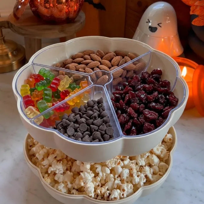 Multi-Functional Double-Layer Pumpkin Snack Container – Keeps Treats Separated & Fresh for Movie Nights