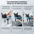 Foldable Pet Grooming & Bathing Stand – Portable Anti-Sway Bath Hammock Station with Harness for Cats & Small Dogs