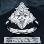 Marquise Cut Three-Stone Moissanite Ring – Effortless Elegance & Comfort Fit